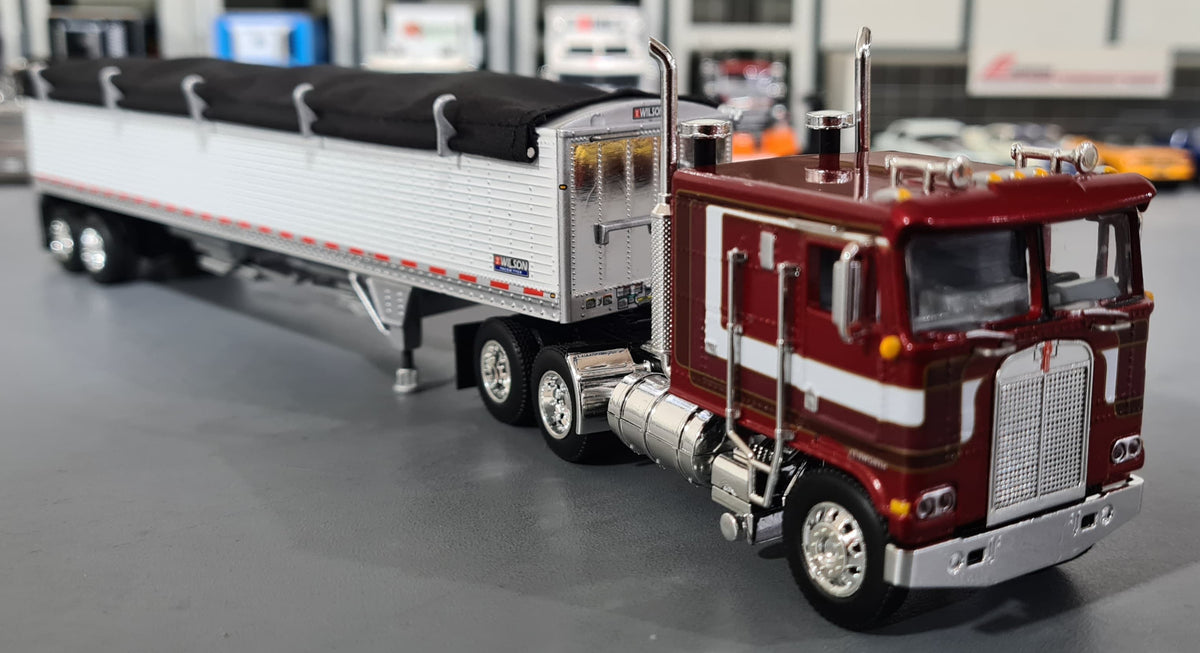 1/64 DCP / FIRST GEAR K100 KENWORTH MAROON WITH GRAIN TRAILER 60-0905 ...