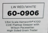 1/64 DCP / FIRST GEAR K100 KENWORTH RED/WHITE WITH GRAIN TRAILER 60-0906