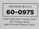 1/64 SCALE MACK SUPERLINER ORANGE AND BLACK WITH TRI TRAILER 60/0975