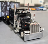 1/64 SCALE DCP / FIRST GEAR BLACK AC/DC PWR UP PETERBILT WITH DROP DECK TRAILER