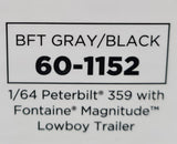 1/64 DCP PETERBILT TRI DRIVE & HEAVY LOWBOY TRI AXLE TRAILER GRAY /BLACK  60-1152