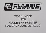 1/18 CLASSIC CARLECTABLE HOLDEN HR PREMIER HACIENDA BLUE METALIC 18758