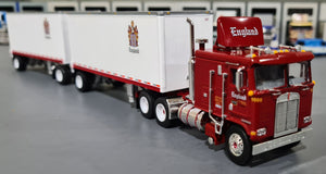 DCP/FIRST GEAR K100 KENWORTH CR ENGLAND WITH TWIN 28FT PUP TRAILERS 60-1223