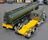 1/64 DCP / FIRST GEAR PETERBILT 389 GRAY/YELLOW WITH FUEL TANKER TRAILER