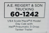 1/64 DCP / FIRST GEAR MACK R-MODEL REIGERT & SON TRUCKING  WITH PNEUMATC TANKER TRAILER 60-1242
