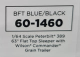 1/64 DCP / FIRST GEAR PETERBILT 389 BLUE/BLACK WITH GRAIN TRAILER 60-1460