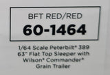 1/64 DCP / FIRST GEAR PETERBILT 389 RED/RED WITH GRAIN TRAILER 60-1464