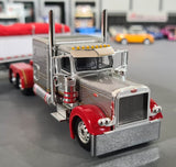 1/64 DCP / FIRST GEAR PETERBILT 389 PEWTER/WHITE WITH GRAIN TRAILER 60-1463
