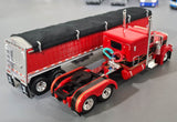 1/64 DCP / FIRST GEAR PETERBILT 389 RED/RED WITH GRAIN TRAILER 60-1464