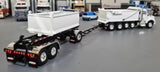 DCP/FIRST GEAR 1/64 KENWORTH T880 QUAD AXLE WITH ROGUE TIPPER BODY AND ROGUE TRANSFER TANDEM DUMP TRAILER  60-1279 WHITE