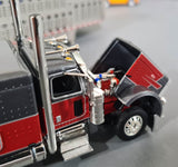1/64 DCP / FIRST GEAR PETERBILT 389 FT4Y GRAY SILVER WITH LIVESTOCK TRAILER 60-1369