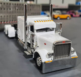 1/64 DCP / FIRST GEAR PETERBILT 389 FT4Y WHITE/SILVER WITH LIVESTOCK TRAILER 60-1367