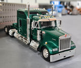 DCP / FIRST GEAR 1/64  KENWORTH W900L GREEN/SILVER WITH QUAD AXLE LIVESTOCK  TRAILER *****60-1179