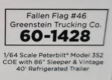 1/64 PETERBILT 352 COE GREENSTEIN TRUCKING CO WITH 40FT VINTAGE REFRIGERATED TRAILER 60-1428