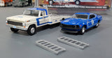 1/64 GREENLIGHT 1969 F350 RAMP TRUCK AND 1969 BOSS MUSTANG NEW ON CARD