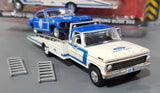 1/64 GREENLIGHT 1969 F350 RAMP TRUCK AND 1969 BOSS MUSTANG NEW ON CARD