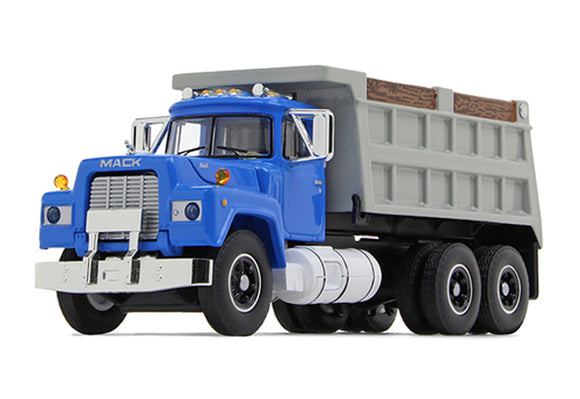 1/64 DCP / FIRST GEAR MACK R-MODEL BLUE TANDOM TIPPER WITH WORKING BODY