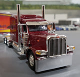 1/64 DCP PETERBILT BURGUNDY 389 SCOTLYNN GROUP WITH REFRIGERATED TRAILER NEW IN BOX