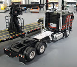 1/64 DCP / FIRST GEAR K100 KENWORTH BLACK AND RED WITH DROP DECK CRANE TRAILER 60-0695
