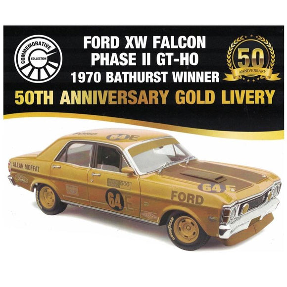 1/18TH CLASSIC CARLECTABLES FORD XW PHASE II GTHO 1970 BATHURST WINNER 50TH GOLD ANNIVERSARY LIVERY CLASSIC COLLECTABLES