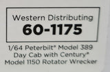 1/64 SCALE PETERBILT 389 WESTERN HEAVY ROTATOR TOW TRUCK/WRECKER DCP/FIRST GEAR