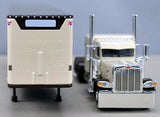 1/64 DCP / FIRST GEAR PETERBILT 389 BROWN AND CREAM WITH LIVESTOCK TRAILER 60-0939