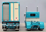 1/64 DCP / FIRST GEAR PETERBILT 389 TURQUISE AND WHITE WITH LIVESTOCK TRAILER 60-0937
